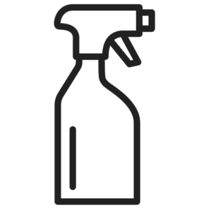 black and white graphic of a spray bottle